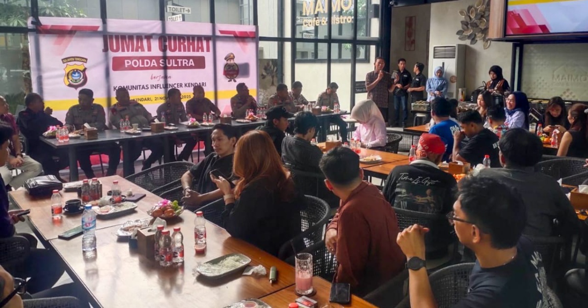 Jumat Curhat Polda Sultra bersama para konten kreator di Kota Kendari. Dok: Istimewa.