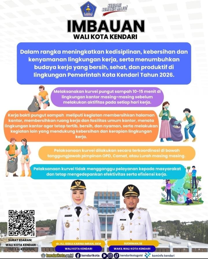 Wali Kota Kendari Perkuat Disiplin ASN Lewat Gerakan Kantor Bersih 15 Menit 2